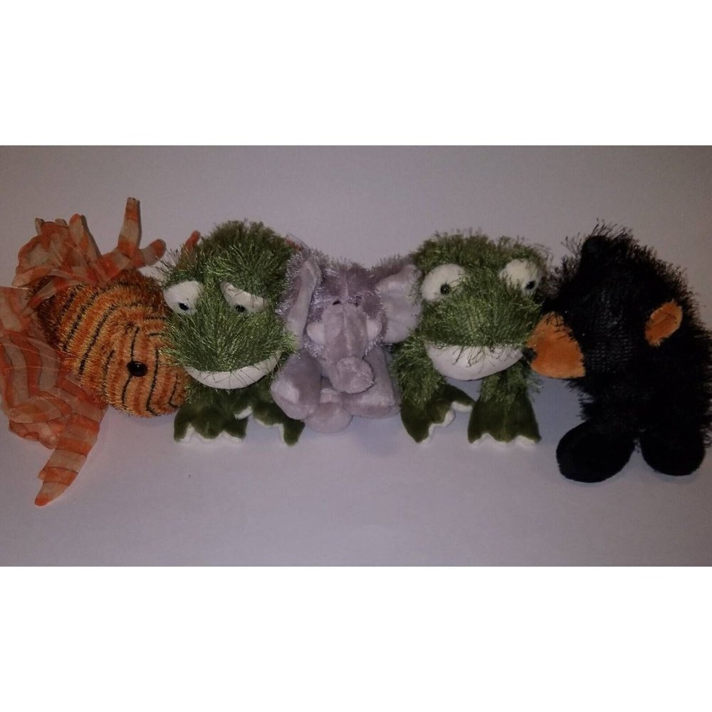 5 Webkinz Frog Black Bear Frog Lionfish Fish Elephant GANZ Plush Lot Toy NO CODE
